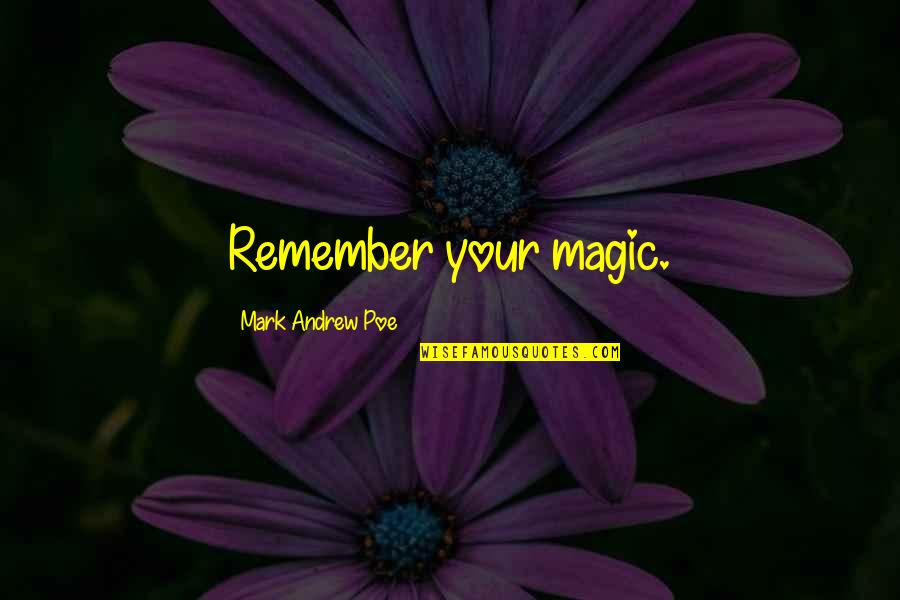 Hero's Shade Quotes By Mark Andrew Poe: Remember your magic.