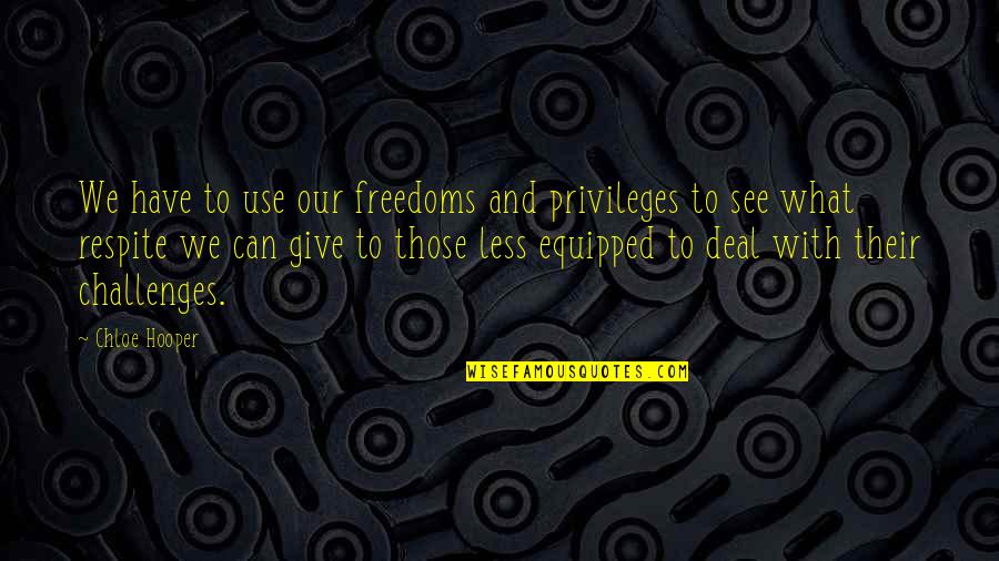 Herscu Laboratory Quotes By Chloe Hooper: We have to use our freedoms and privileges