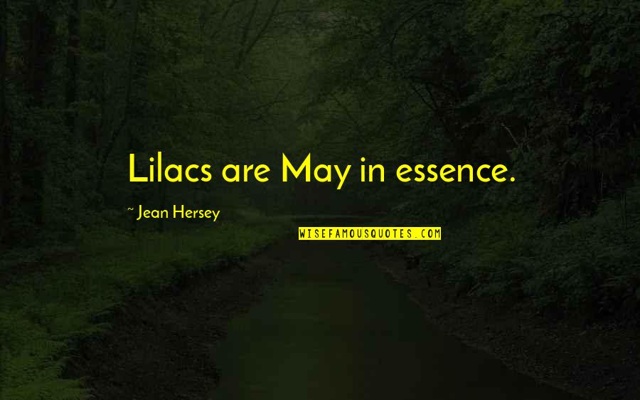Hersey Quotes By Jean Hersey: Lilacs are May in essence.