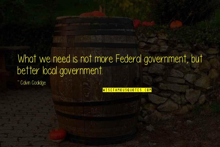 Hersley Walker Quotes By Calvin Coolidge: What we need is not more Federal government,
