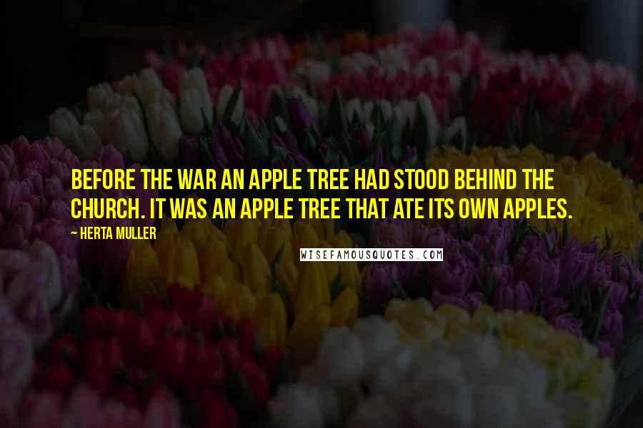 Herta Muller quotes: Before the war an apple tree had stood behind the church. It was an apple tree that ate its own apples.