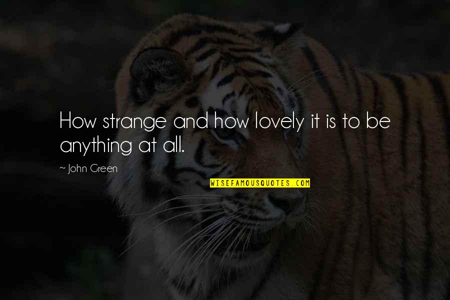 Hertes Castle Quotes By John Green: How strange and how lovely it is to