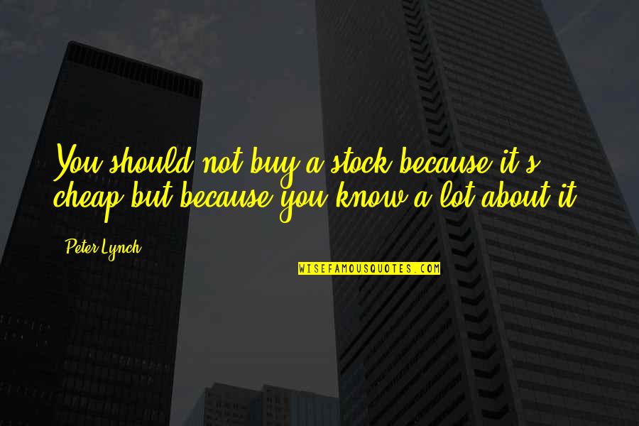 Herzberger Backerei Quotes By Peter Lynch: You should not buy a stock because it's