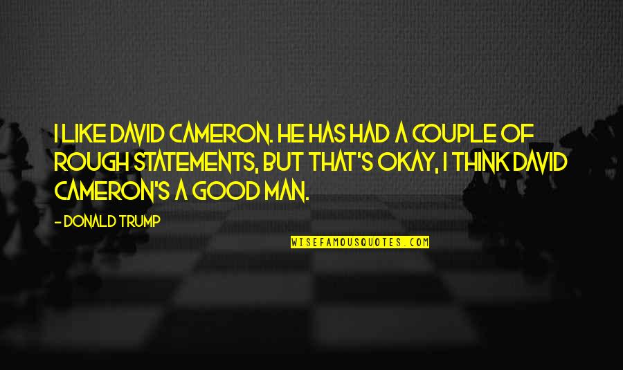 He's A Good Man Quotes By Donald Trump: I like David Cameron. He has had a