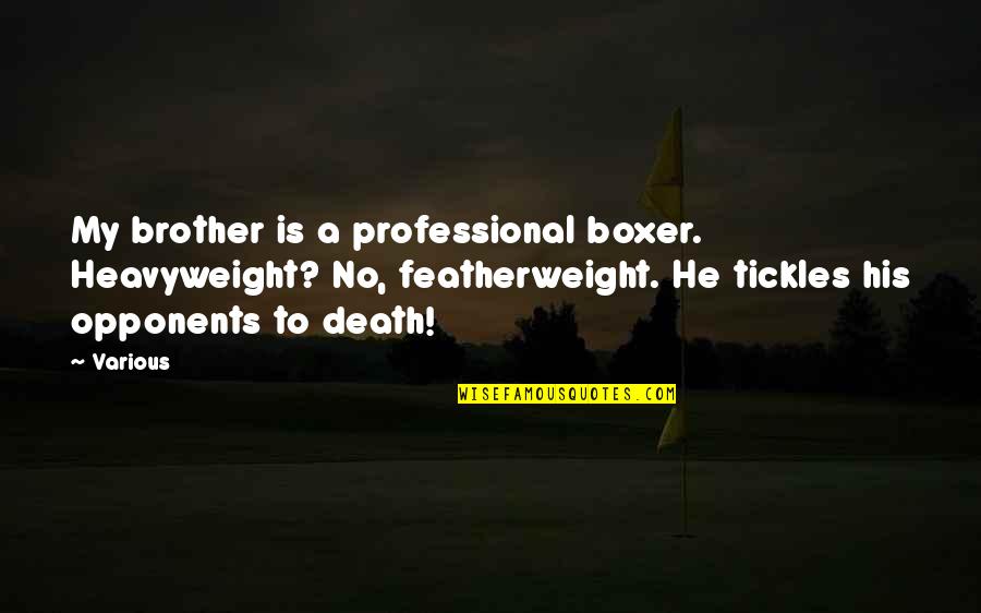 He's My Brother Quotes By Various: My brother is a professional boxer. Heavyweight? No,