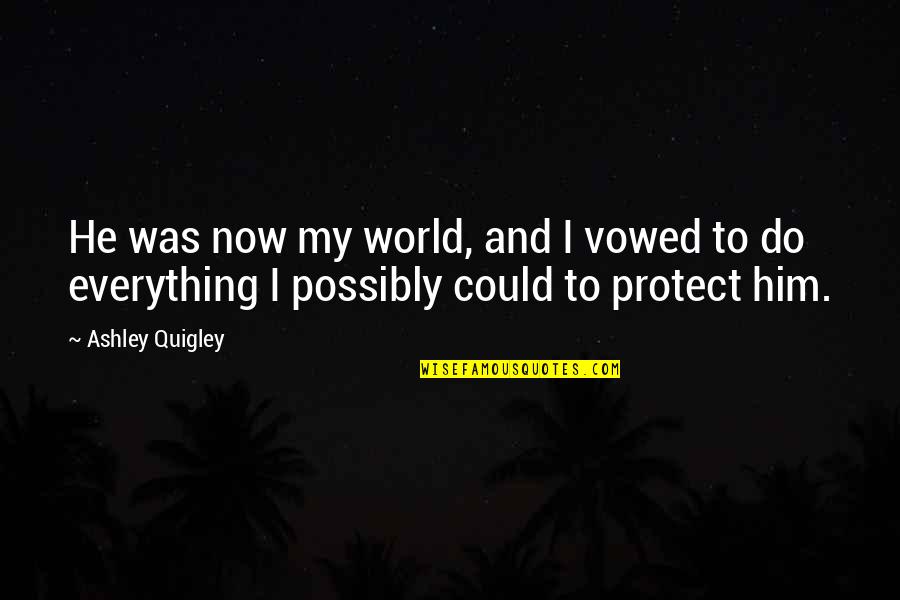 He's My Everything Quotes By Ashley Quigley: He was now my world, and I vowed