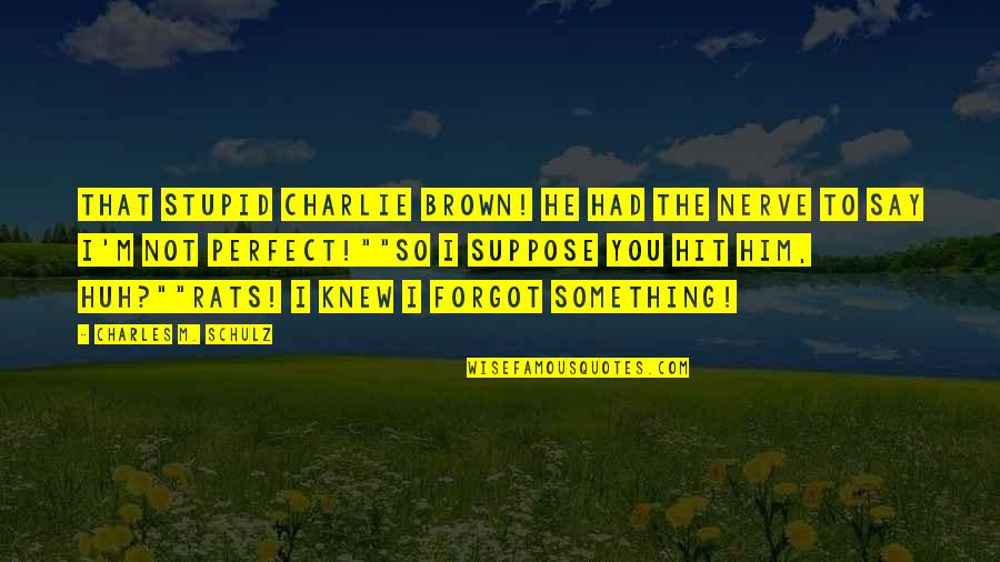 He's Not Perfect Quotes By Charles M. Schulz: That stupid Charlie Brown! He had the nerve