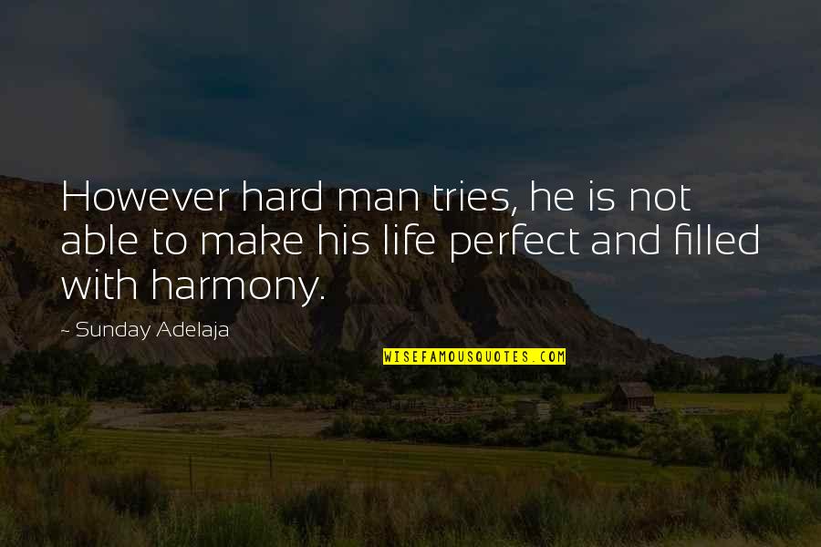 He's Not Perfect Quotes By Sunday Adelaja: However hard man tries, he is not able