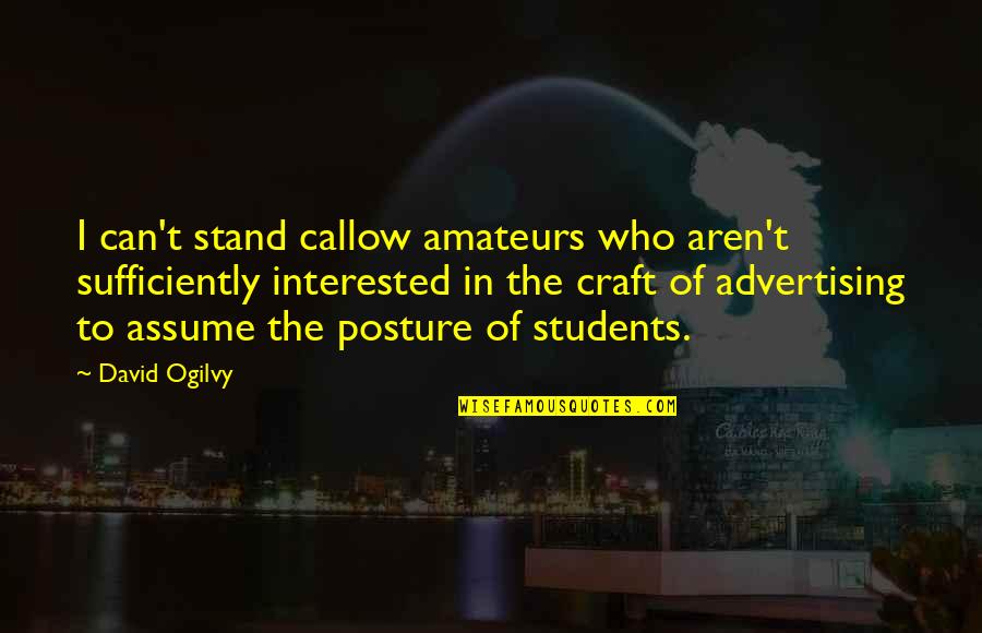 Heshimu Arlington Quotes By David Ogilvy: I can't stand callow amateurs who aren't sufficiently Heshimu Arlington Quotes By David Ogilvy: I can't stand callow amateurs who aren't sufficiently