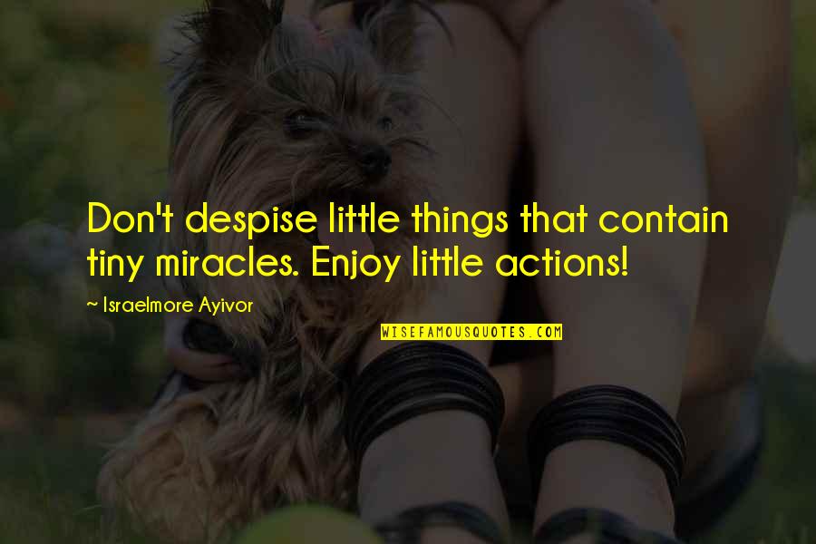 Hesitantly In A Sentence Quotes By Israelmore Ayivor: Don't despise little things that contain tiny miracles.