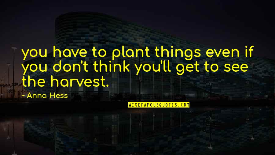 Hess Quotes By Anna Hess: you have to plant things even if you