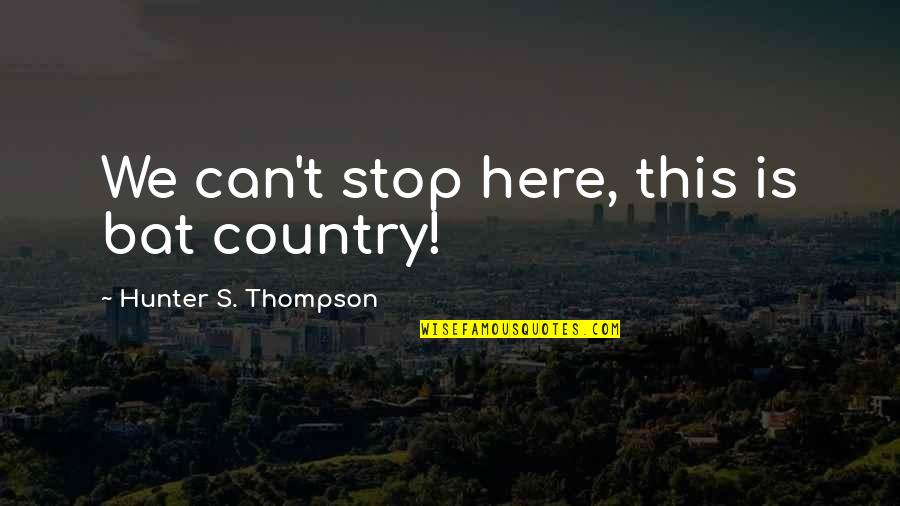 Hessey Levinson Quotes By Hunter S. Thompson: We can't stop here, this is bat country!