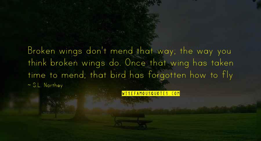 Het Is Over Quotes By S.L. Northey: Broken wings don't mend that way; the way