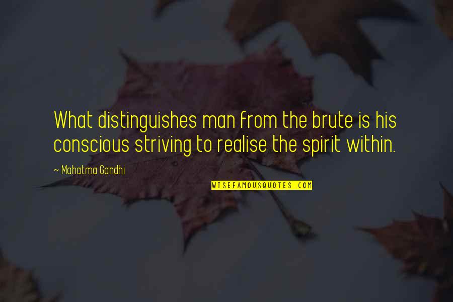 Hexamethylenetetramine Quotes By Mahatma Gandhi: What distinguishes man from the brute is his