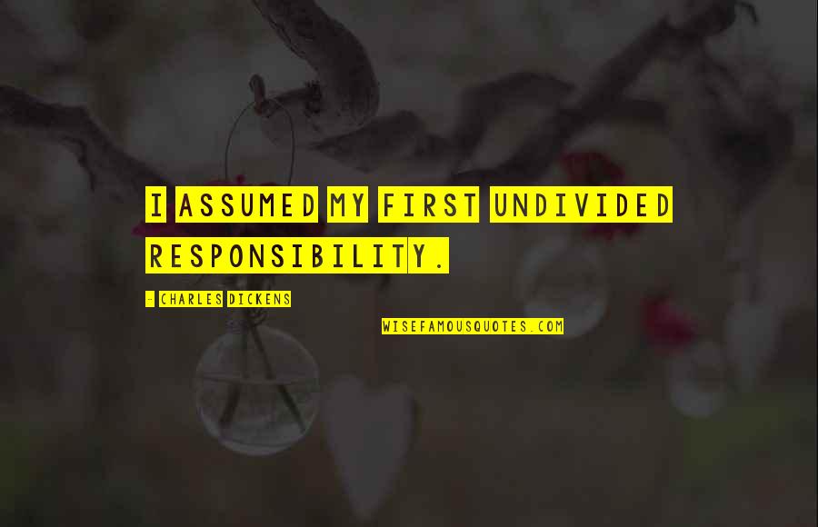 Hey Boo To Kill A Mockingbird Quotes By Charles Dickens: I assumed my first undivided responsibility.