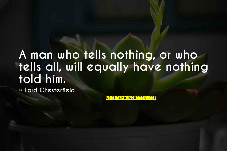 Hey I Just Met You Quotes By Lord Chesterfield: A man who tells nothing, or who tells