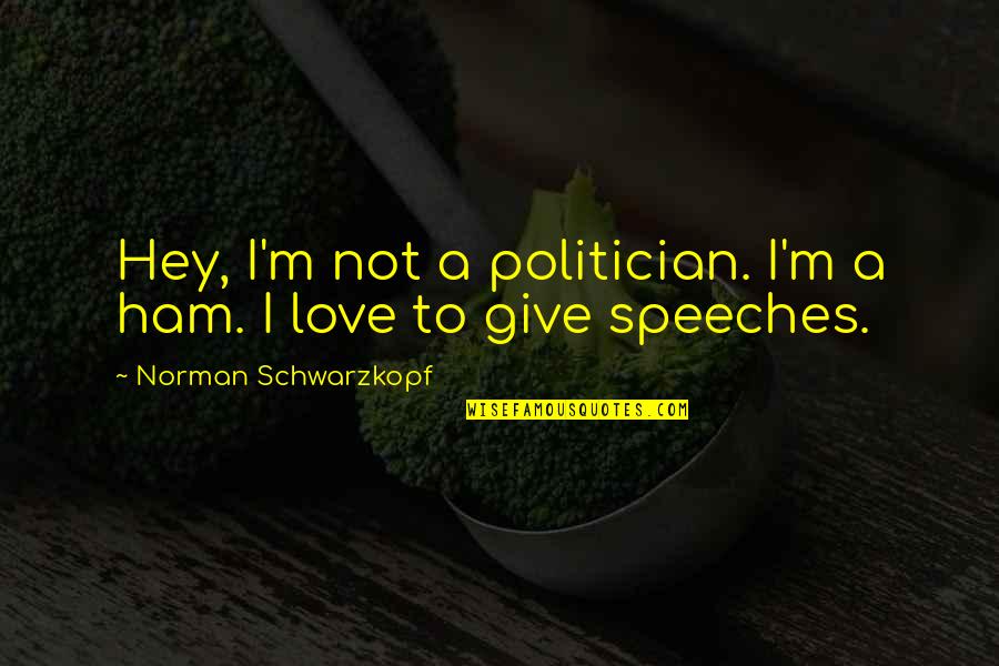 Hey My Love Quotes By Norman Schwarzkopf: Hey, I'm not a politician. I'm a ham.