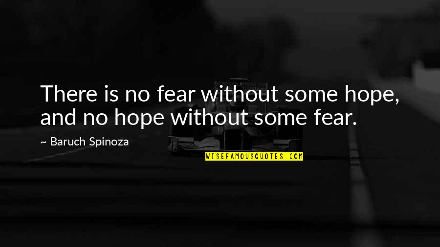 Heydukova Quotes By Baruch Spinoza: There is no fear without some hope, and