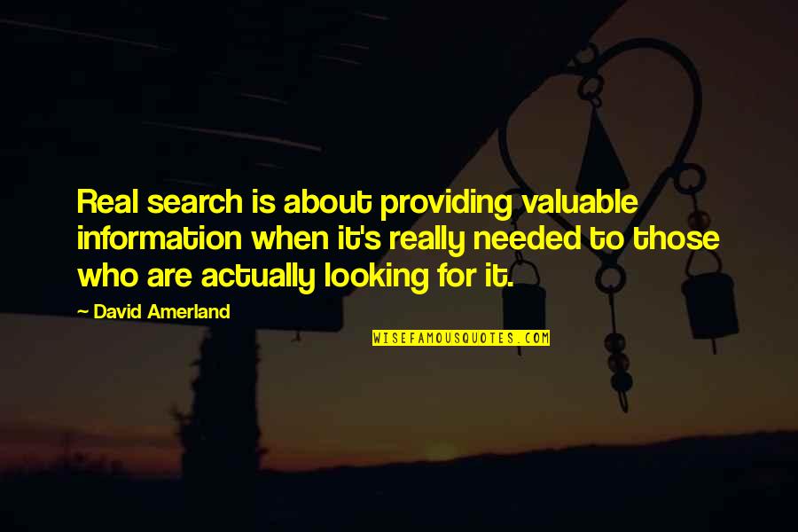 Heyecandan Quotes By David Amerland: Real search is about providing valuable information when Heyecandan Quotes By David Amerland: Real search is about providing valuable information when