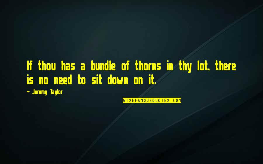 Heyheyhey Quotes By Jeremy Taylor: If thou has a bundle of thorns in