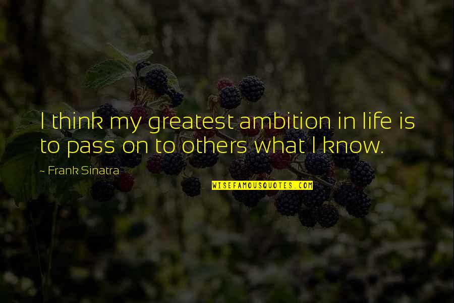 Heyl Patterson Quotes By Frank Sinatra: I think my greatest ambition in life is