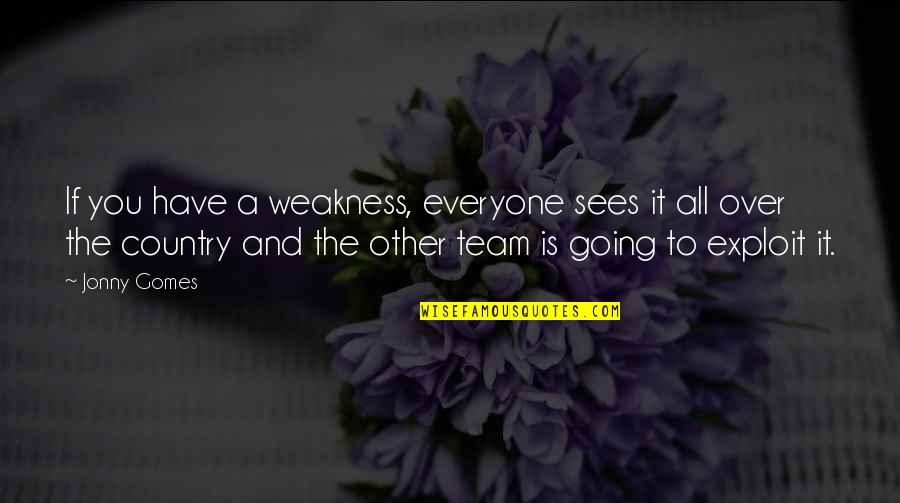 Hi Biri Tdk Quotes By Jonny Gomes: If you have a weakness, everyone sees it Hi Biri Tdk Quotes By Jonny Gomes: If you have a weakness, everyone sees it