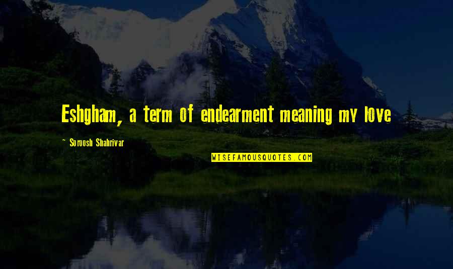 Hibak D Quotes By Soroosh Shahrivar: Eshgham, a term of endearment meaning my love