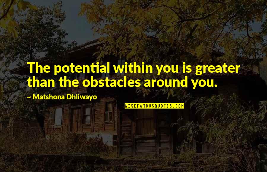 Hickmon Perrin Quotes By Matshona Dhliwayo: The potential within you is greater than the Hickmon Perrin Quotes By Matshona Dhliwayo: The potential within you is greater than the