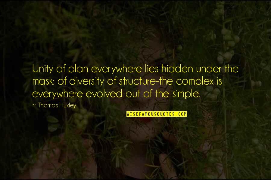 Hidden Lies Quotes By Thomas Huxley: Unity of plan everywhere lies hidden under the