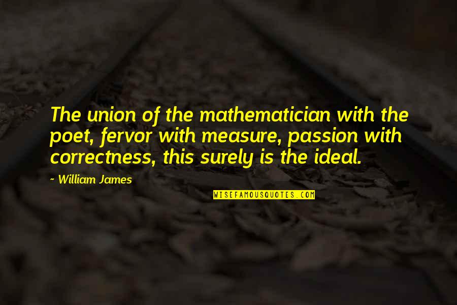 Hidden Strength Quotes By William James: The union of the mathematician with the poet,