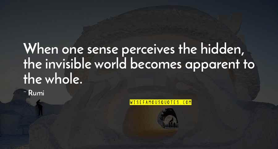 Hidden World Quotes By Rumi: When one sense perceives the hidden, the invisible