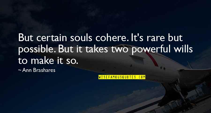 Hide And Seek 2005 Quotes By Ann Brashares: But certain souls cohere. It's rare but possible.