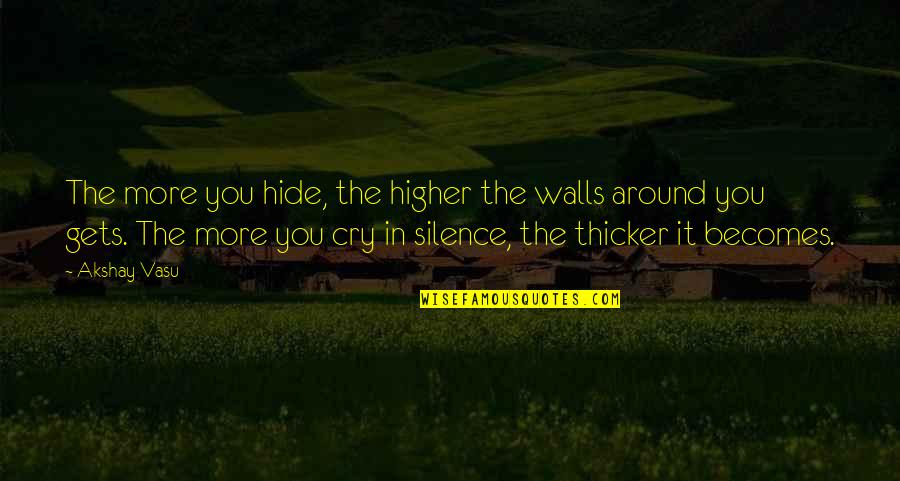 Hide The Pain Quotes By Akshay Vasu: The more you hide, the higher the walls