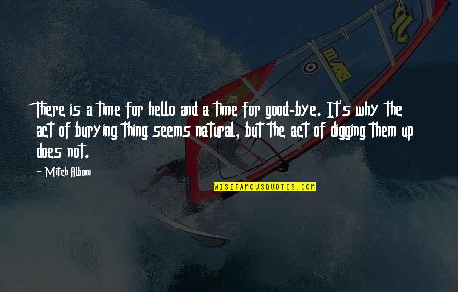 Hideaways Crossword Quotes By Mitch Albom: There is a time for hello and a