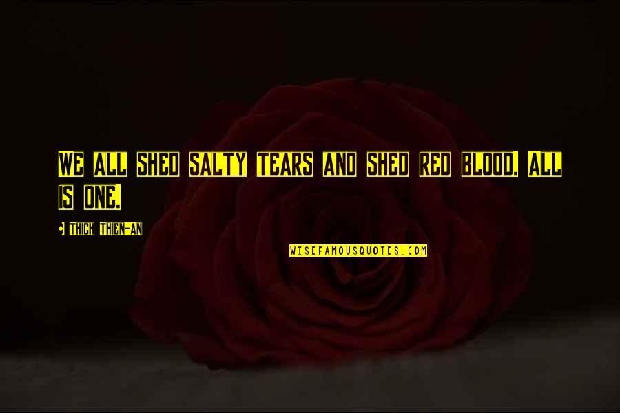 Hidefumi Sasaki Quotes By Thich Thien-An: We all shed salty tears and shed red Hidefumi Sasaki Quotes By Thich Thien-An: We all shed salty tears and shed red