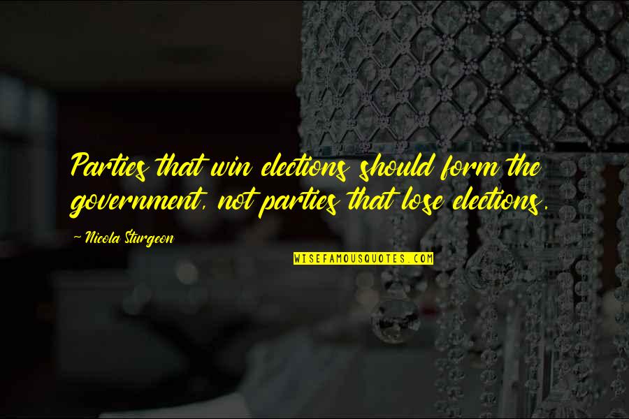 Hiding Behind Something Quotes By Nicola Sturgeon: Parties that win elections should form the government,