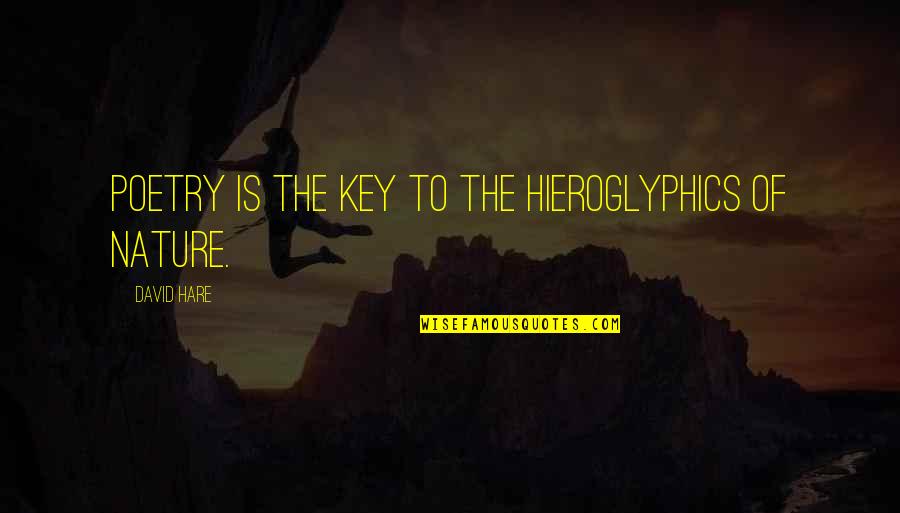 Hieroglyphics Quotes By David Hare: Poetry is the key to the hieroglyphics of