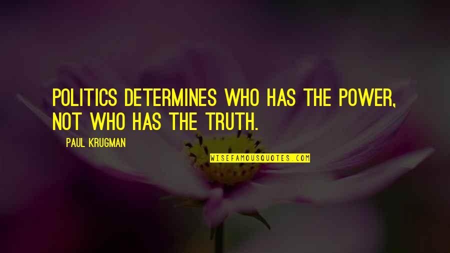 Hiestand Schweiz Quotes By Paul Krugman: Politics determines who has the power, not who