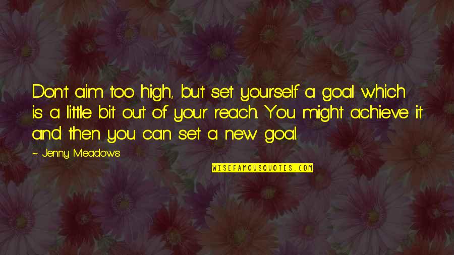 High Aim Quotes By Jenny Meadows: Don't aim too high, but set yourself a High Aim Quotes By Jenny Meadows: Don't aim too high, but set yourself a