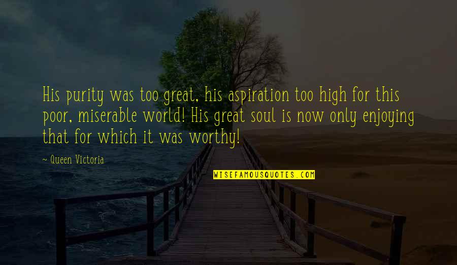 High Aspiration Quotes By Queen Victoria: His purity was too great, his aspiration too High Aspiration Quotes By Queen Victoria: His purity was too great, his aspiration too