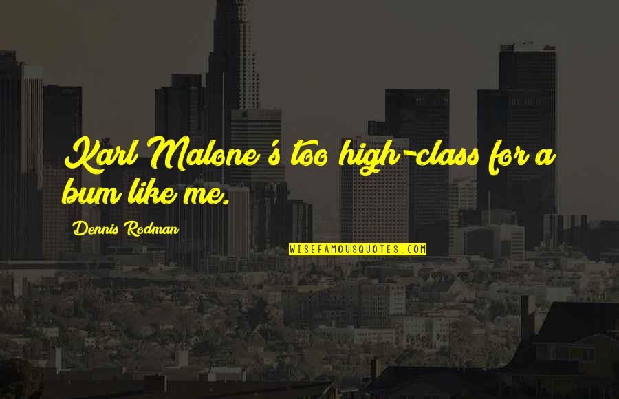 High Class Quotes By Dennis Rodman: Karl Malone's too high-class for a bum like