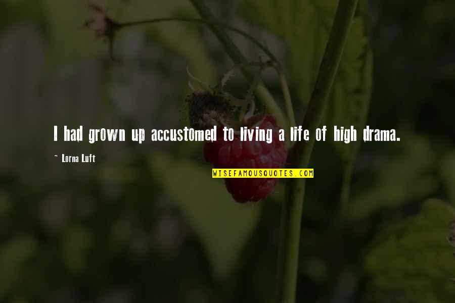 High Drama Quotes By Lorna Luft: I had grown up accustomed to living a