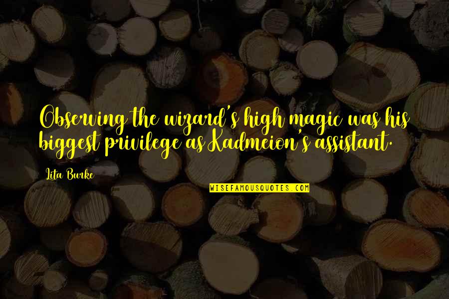 High Magick Quotes By Lita Burke: Observing the wizard's high magic was his biggest