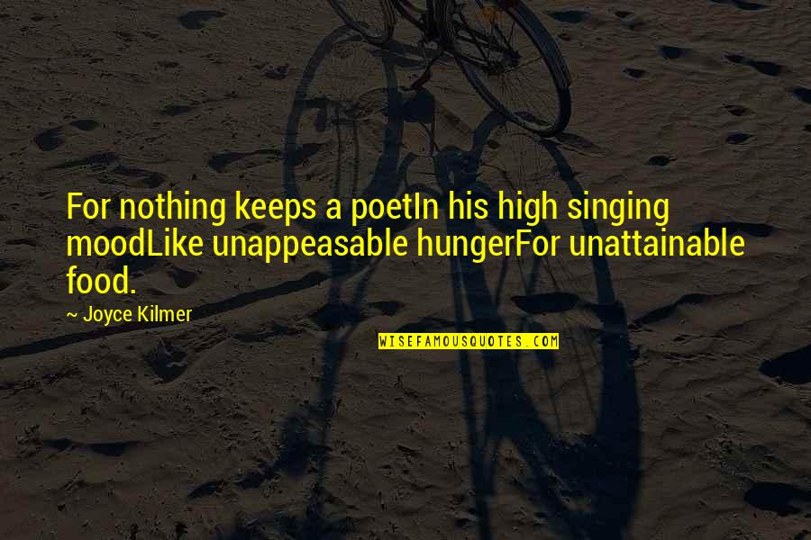 High On Food Quotes By Joyce Kilmer: For nothing keeps a poetIn his high singing