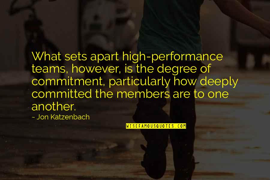 High Performance Teams Quotes By Jon Katzenbach: What sets apart high-performance teams, however, is the