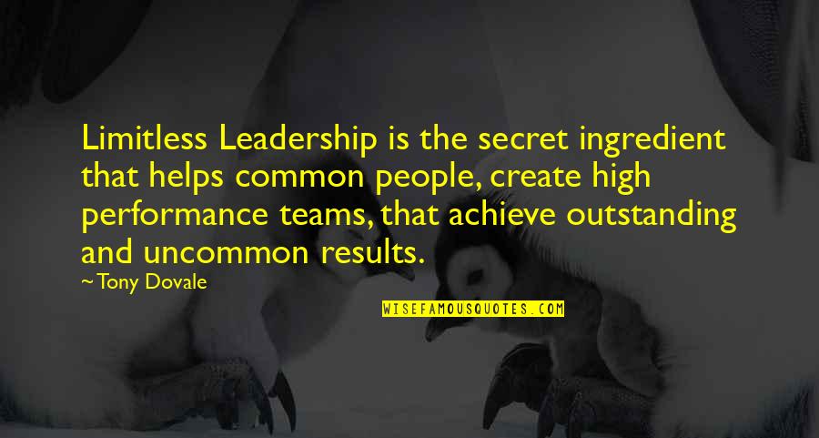 High Performance Teams Quotes By Tony Dovale: Limitless Leadership is the secret ingredient that helps