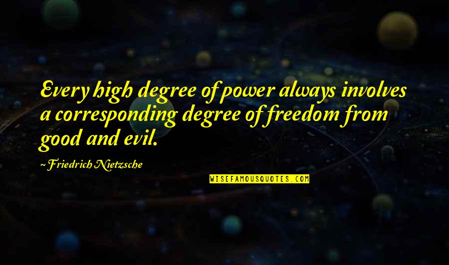 High Power Quotes By Friedrich Nietzsche: Every high degree of power always involves a