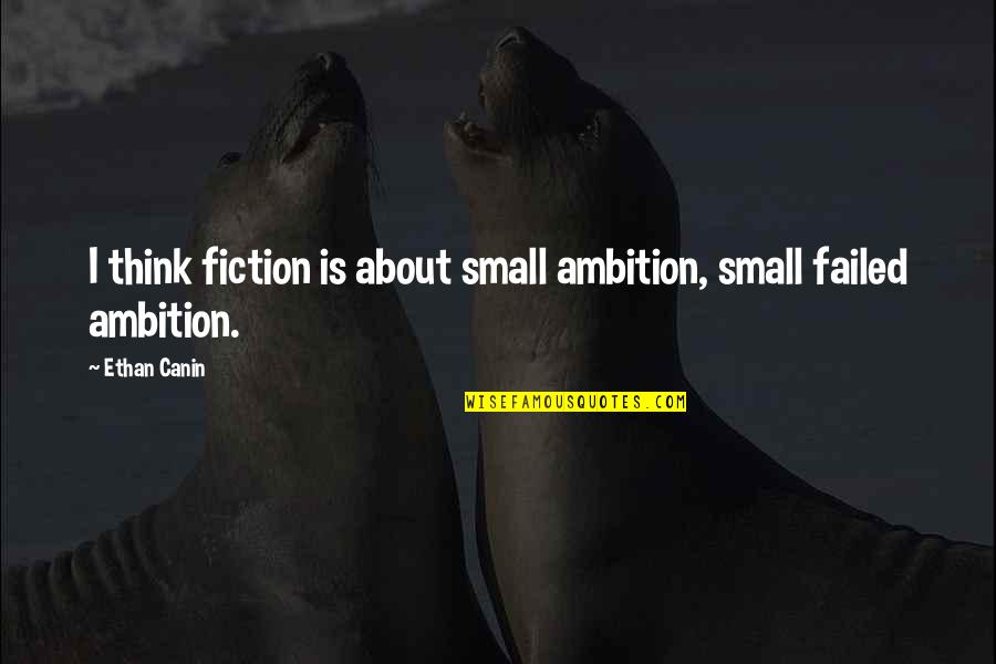 High Quality Work Quotes By Ethan Canin: I think fiction is about small ambition, small