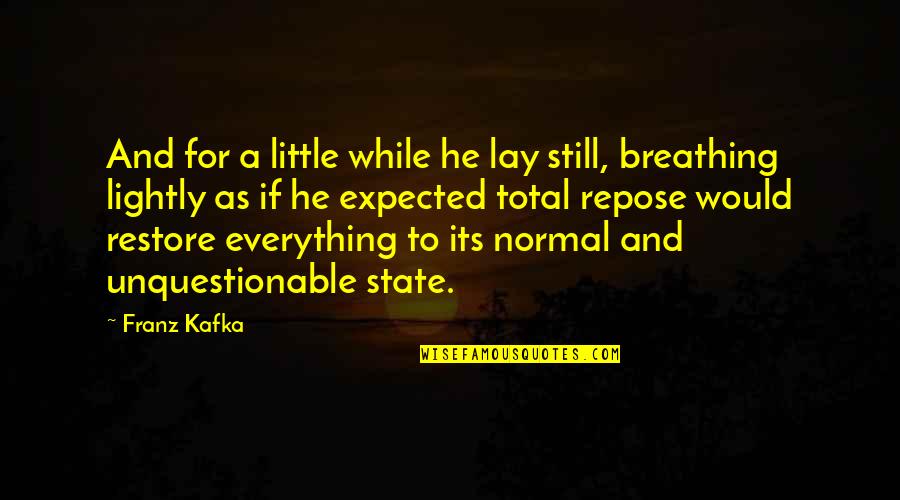 High School Football Fan Quotes By Franz Kafka: And for a little while he lay still,