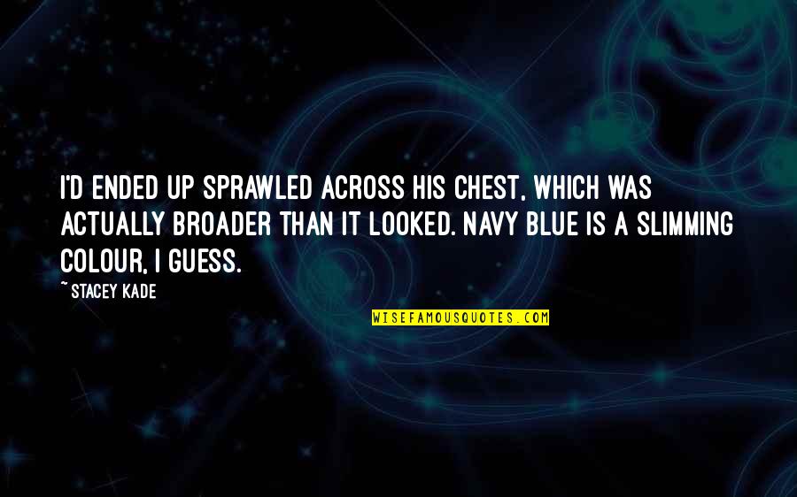 High School Senior Sports Quotes By Stacey Kade: I'd ended up sprawled across his chest, which